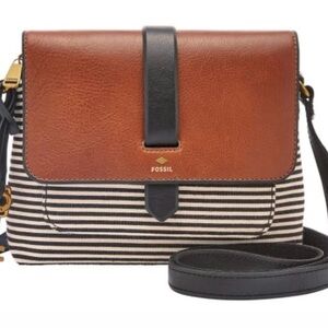 Fossil Striped Brown and Black Crossbody Bag